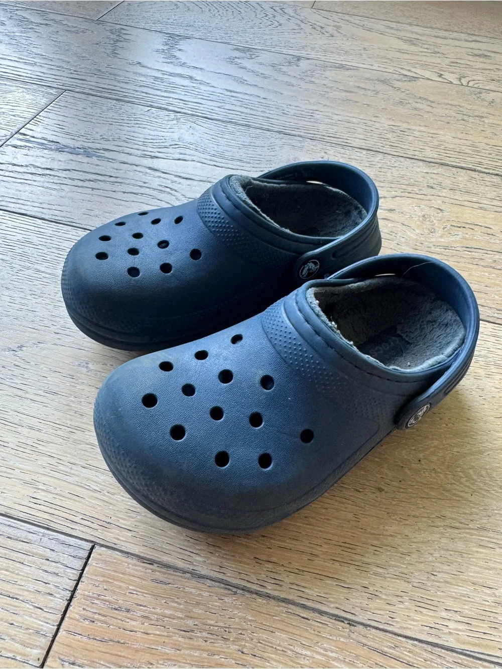 CROCS Kids Navy Blue Faux-Fur Lined Clog